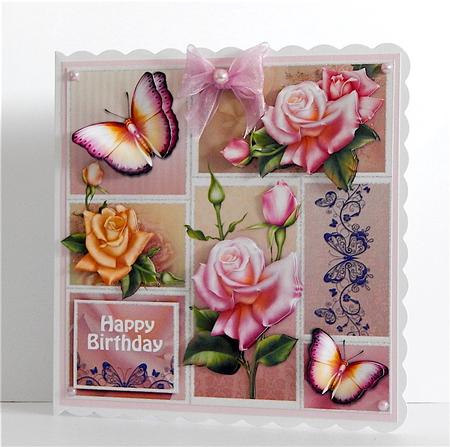 Cardtopper Roses and Butterflies 863 by Denise Murray