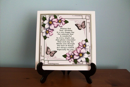 Pink Floral Frame A4 sheet with floral decoupage  by Denise Mynard