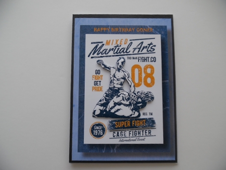 Retro Martial Arts A5 Poster - Cage Fighting by Denise Mynard