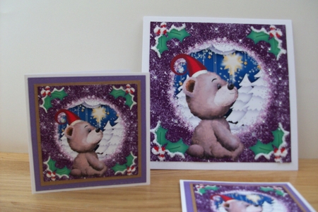 3 Purple Christmas bear card front/toppers(value sheet) 3 by Denise Mynard