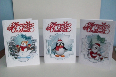 Christmas toppers, Bear, snowman, penguin by Denise Mynard