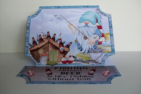 Fishing gnome easel topper and layered stopper(no base)1 by Denise Mynard
