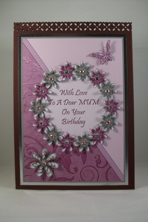 Pink & Gold Flowers - Mum Birthday by Denise Mynard