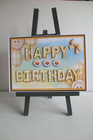 Daisy Gingham Birthday A5 Card Topper by Denise Mynard