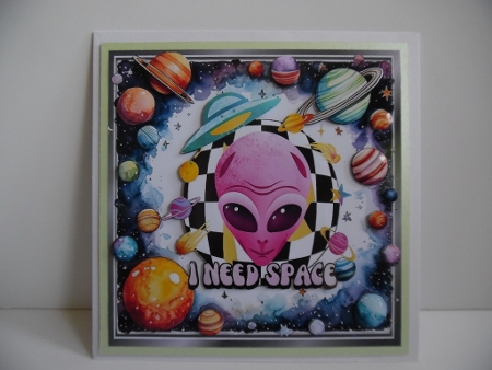 Space 8X8 Frame With Alien (THREE) by Denise Mynard