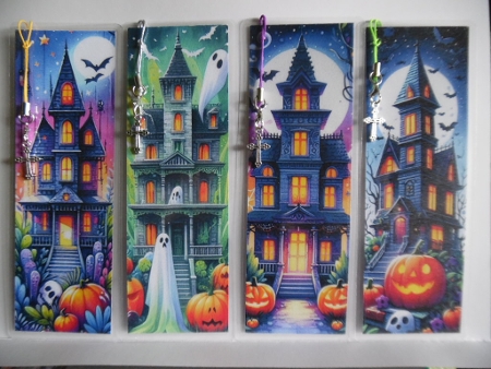Halloween Haunted House Bookmarks by Denise Mynard