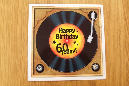 8 x 8 60th Birthday Record Scalloped Corner Topper by Denise Mynard