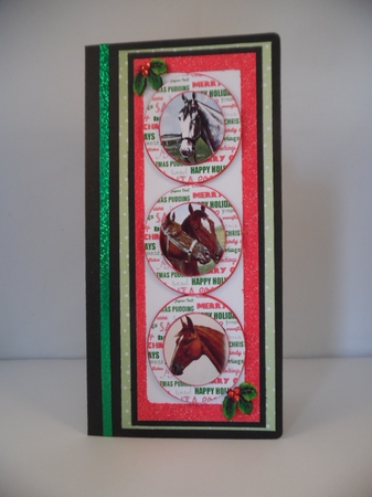 Horses in Christmas Frames with Holly Dl by Denise Mynard