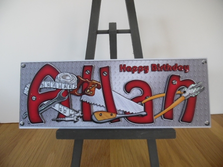 Large Dl Birthday Allan DIY Tools 3D Decoupage by Denise Mynard