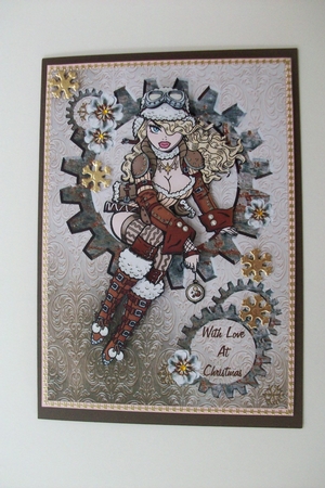 Helga Frost - A5 Christmas Decoupage Card - Gold by Denise Mynard