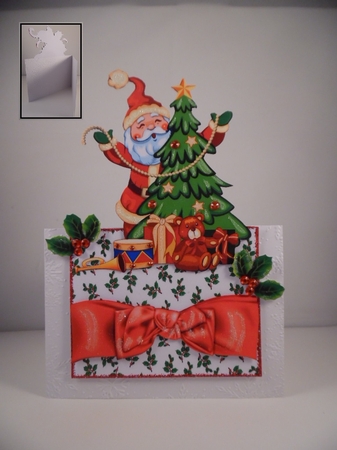 Santa with Christmas Tree, Over the Edge Card by Denise Mynard