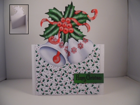 Silver Bells with Bows and Berries Over the Edge by Denise Mynard