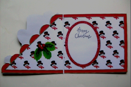 Snowman with Holly in His Top Hat Over the Edge Insert by Denise Mynard
