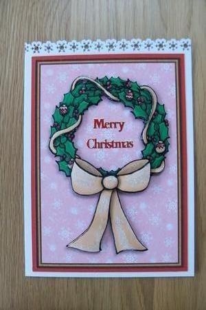 Christmas Wreath with Gold Bow Decoupage by Denise Mynard