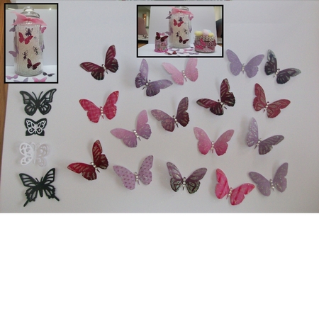Butterfly Reds & Pinks Decoupage Embellishment Craft Sheet 02 by Denise Mynard