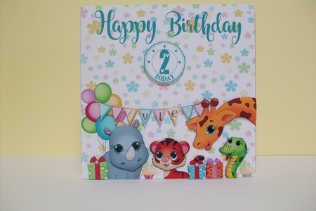 A4 SHEET - BABY ANIMALS - BIRTHDAY - WITH AGE CIRCLES 1-5 by Denise Mynard
