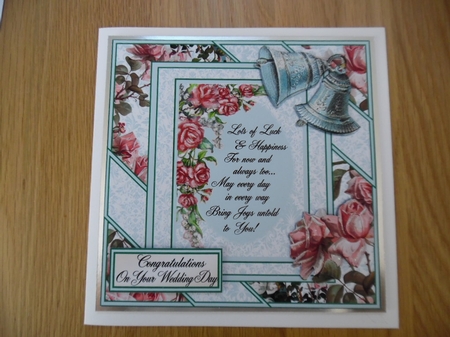 Silver Bells & Roses Wedding Card by Denise Mynard