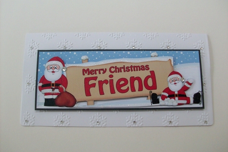 large DL Merry Christmas FRIEND Santa 3D decoupage by Denise Mynard