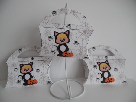 Halloween Kitten Candy Purse with Spider Background  by Denise Mynard