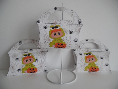 Halloween Frog Candy Purse with a Spider and Web Halloween Background  by Denise Mynard
