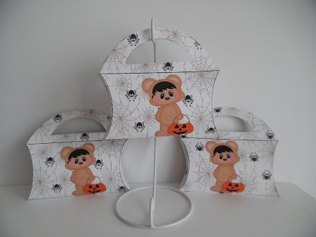 Halloween Bear Candy Purse with an Spiders and Webs Halloween Background  by Denise Mynard