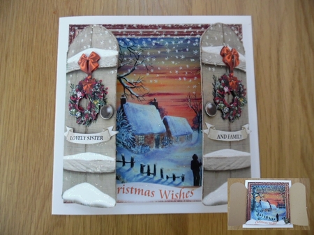 THROUGH THE GATES FEMALE RELATIVES SNOWY VILLAGE 6x6 by Denise Mynard