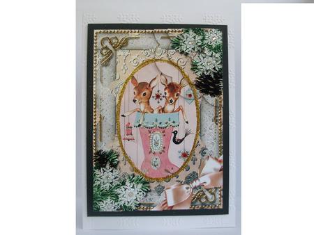 Cute Baby Reindeer Snow 7x5inch Scalloped Duo Corner Stacker by Denise Mynard