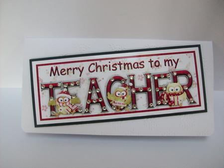 Hootie Christmas Teacher Large Dl Card by Denise Mynard