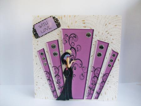 Art Deco Panels in Purple with Elegant Lady by Denise Mynard