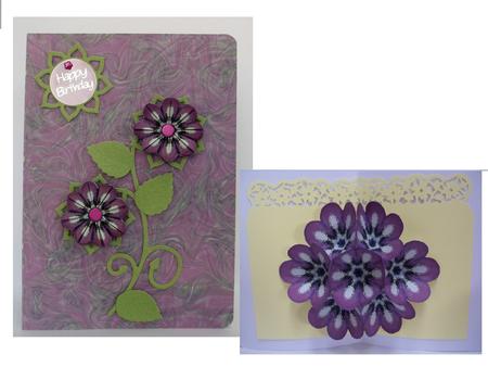 Pop-flower Card Kit - Purple Crackle by Denise Mynard