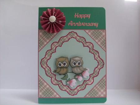 Little Owls 6x6 Card Front by Denise Mynard