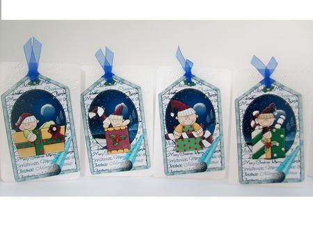 4 Christmas Babies Tag Toppers by Denise Mynard