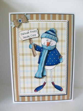 Blue Christmas Snowman 3D Effect by Denise Mynard