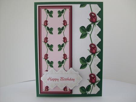 Battenburg Red Roses Card Topper by Denise Mynard