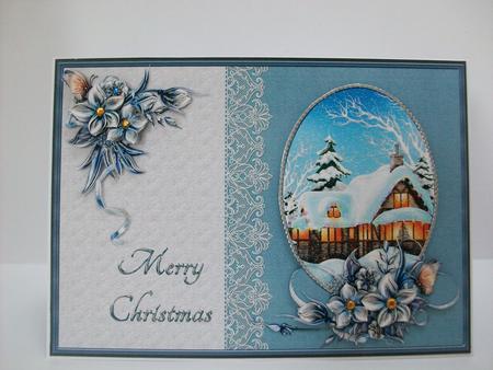 Christmas Scene with Flowers and Lace by Denise Mynard