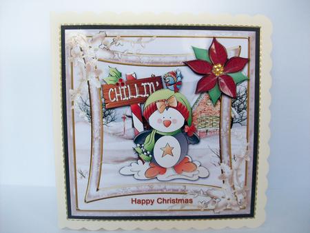 Penguin Chillin Square Card Front by Denise Mynard