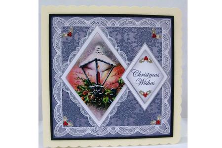 Silver Lantern Christmas Wishes 7in Double Diamond Topper by Denise Mynard