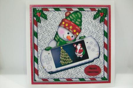Game Console with Snowmen Peeking Qc by Denise Mynard