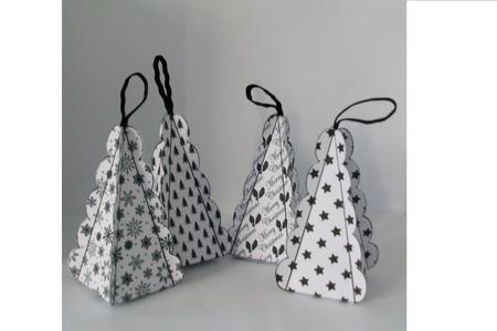 Christmas Tree Boxes - Black & White Set by Denise Mynard