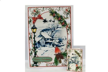 Christmas Winter Scene & Robin Topper & Decoupage by Denise Mynard
