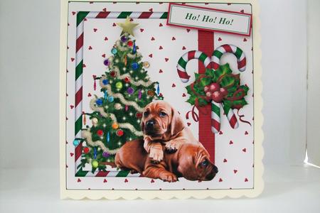 Puppies for Christmas Topper with Decoupage by Denise Mynard