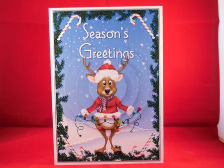 Christmas Reindeer with Lights Circle Pyramid by Denise Mynard