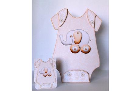 Baby Jumpsuit Shape Card Yellow by Denise Mynard
