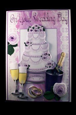 Lilac Iced Wedding Cake with Rose and Champagne by Denise Mynard