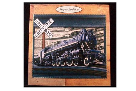 Train Crossing Card Topper with Decoupage by Denise Mynard