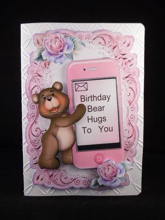 Little Teddy with Birthday Mobile, and Roses by Denise Mynard