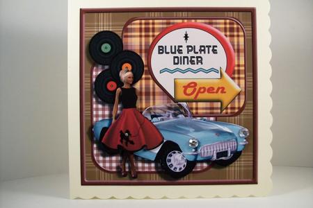 Blue Convertible Birthday/father's Day Square Card Topper by Denise Mynard