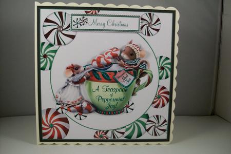 Peppermint Xmas Tea Mice Topper Set by Denise Mynard