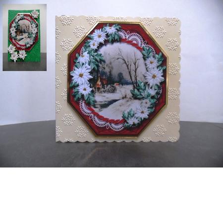 Beautiful Red Octagonal with White Poinsettias  by Denise Mynard