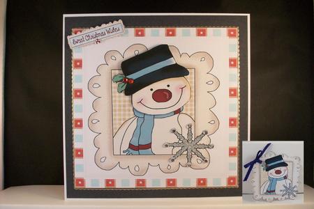 Jolly Happy Snowman 8x8 by Denise Mynard
